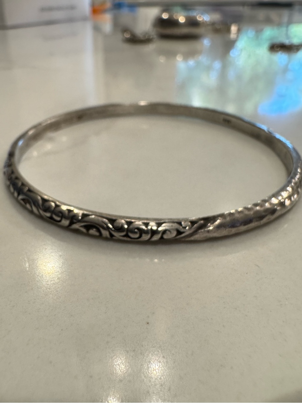 Lois Hill Sterling Silver Filigree Bangle Bracelet